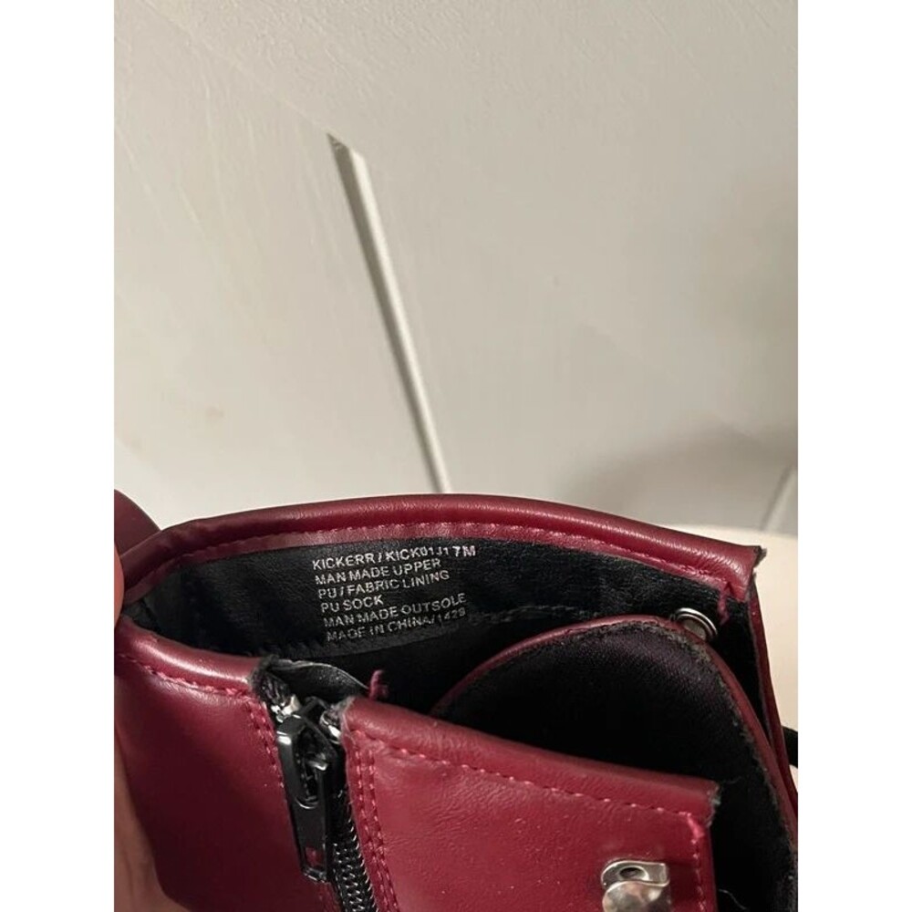 Madden Girl Kurrt Combat Boots Size 7M Burgundy - Picture 7 of 8